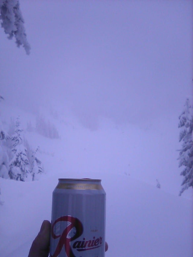 Beautiful view of (a) Rainier from an undisclosed location in the Cascades