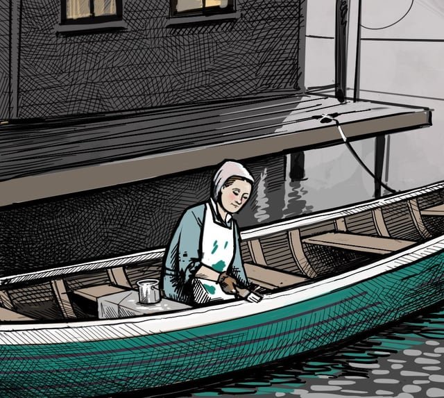 Thea Foss painting the boat that launched Foss Maritime