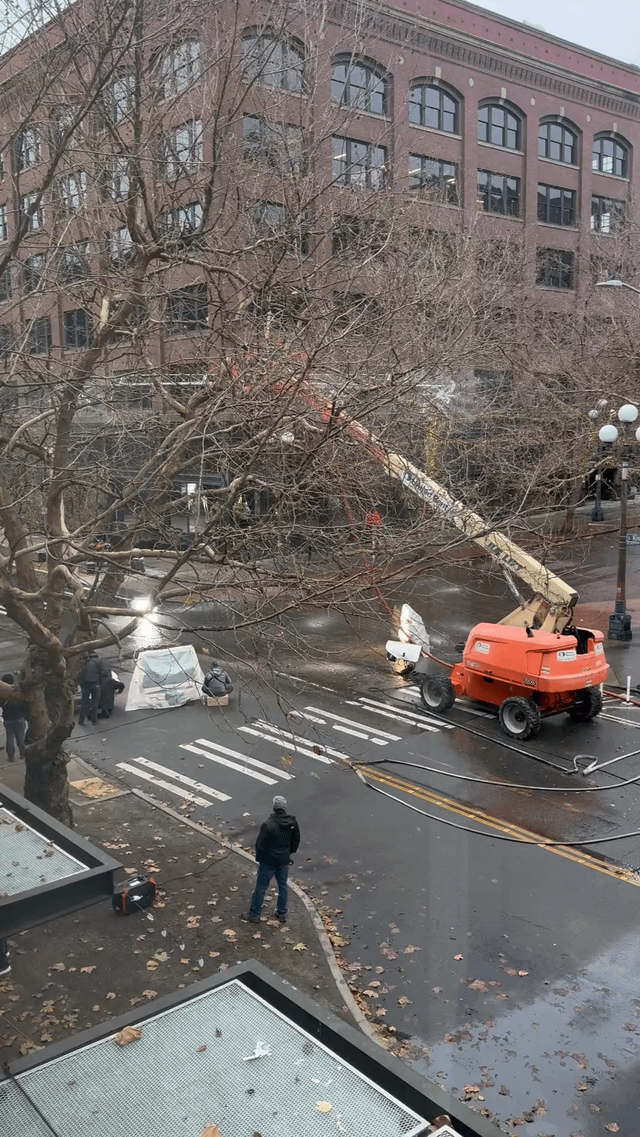Filming down in pioneer square
