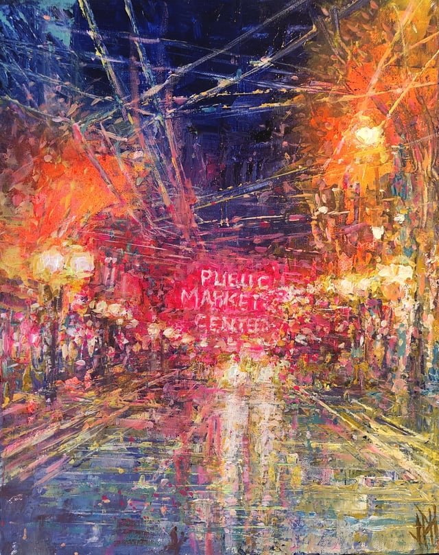 Impressionist painting I did of Pike Street.
