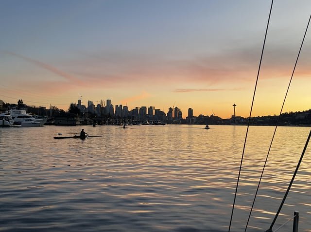 Winter sailing on Lake Union is a dream. Just you and the crew team.