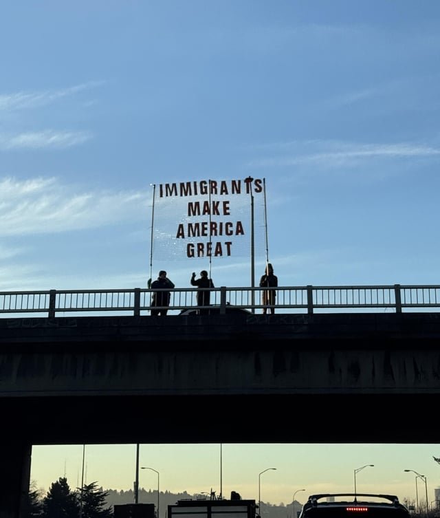 Seen over I-5 this morning. Love it.