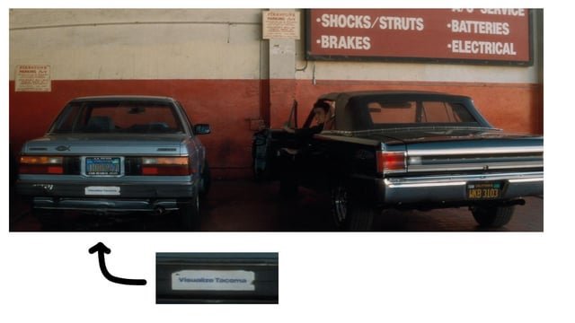 Noticed a funny little bumper sticker in David Lynch’s Lost Highway