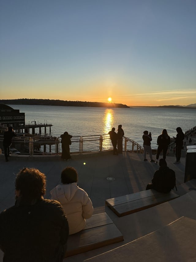 Beautiful sunset at pike place market