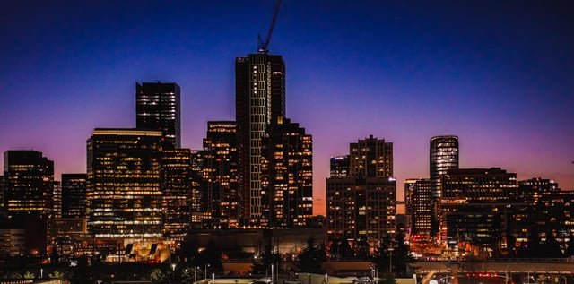 Bellevue Downtown after sunset