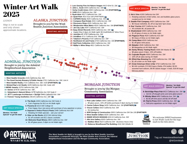 West Seattle Art Walk, rock ‘n’ roll history, comedy, politics, more for your Thursday