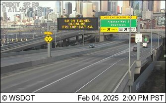 Light repairs planned during next Highway 99 tunnel closure