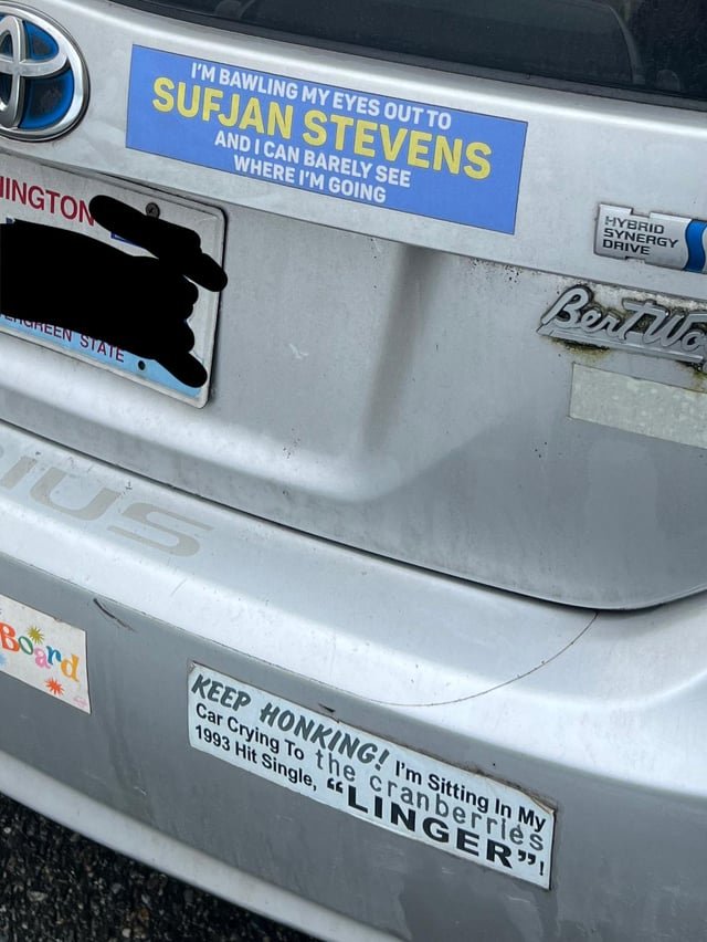 Lots of crying in this Prius, apparently. A (chaotic) vibe