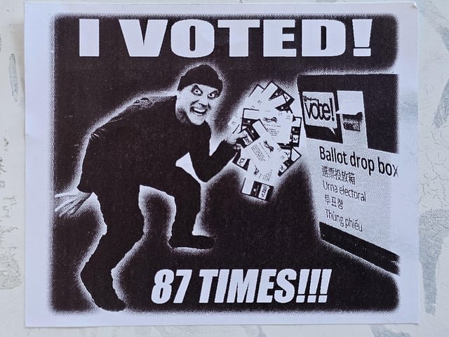 Hilarious sticker spotted on ballot box