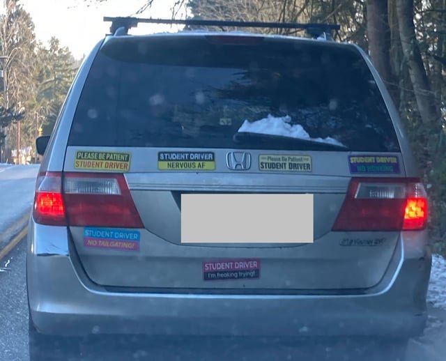 Encountered the most student of drivers today