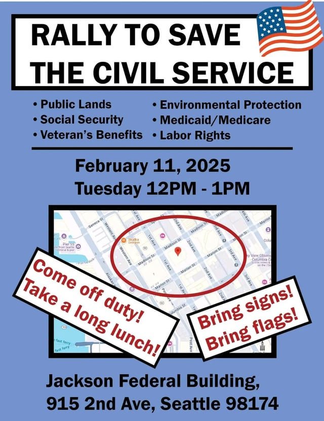 Rally to Save the Civil Service, Tuesday, noon, at the Federal Building