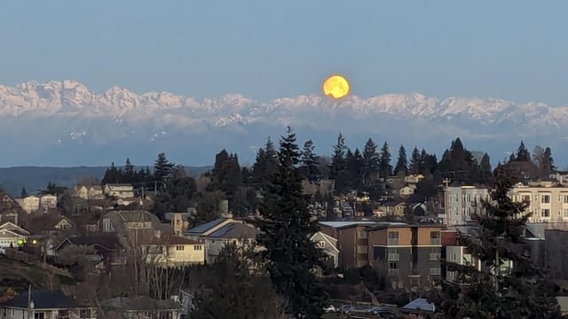 Winter moonset