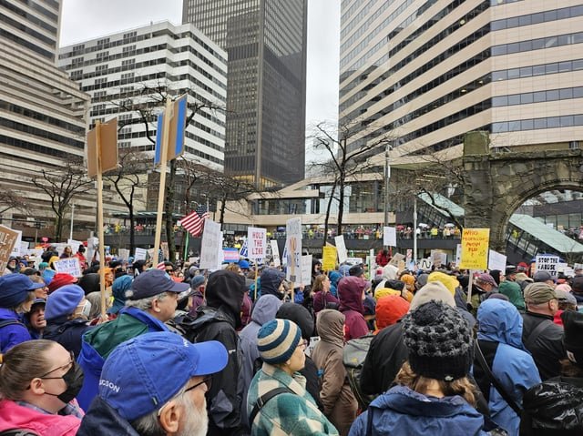 Rally at the federal building today