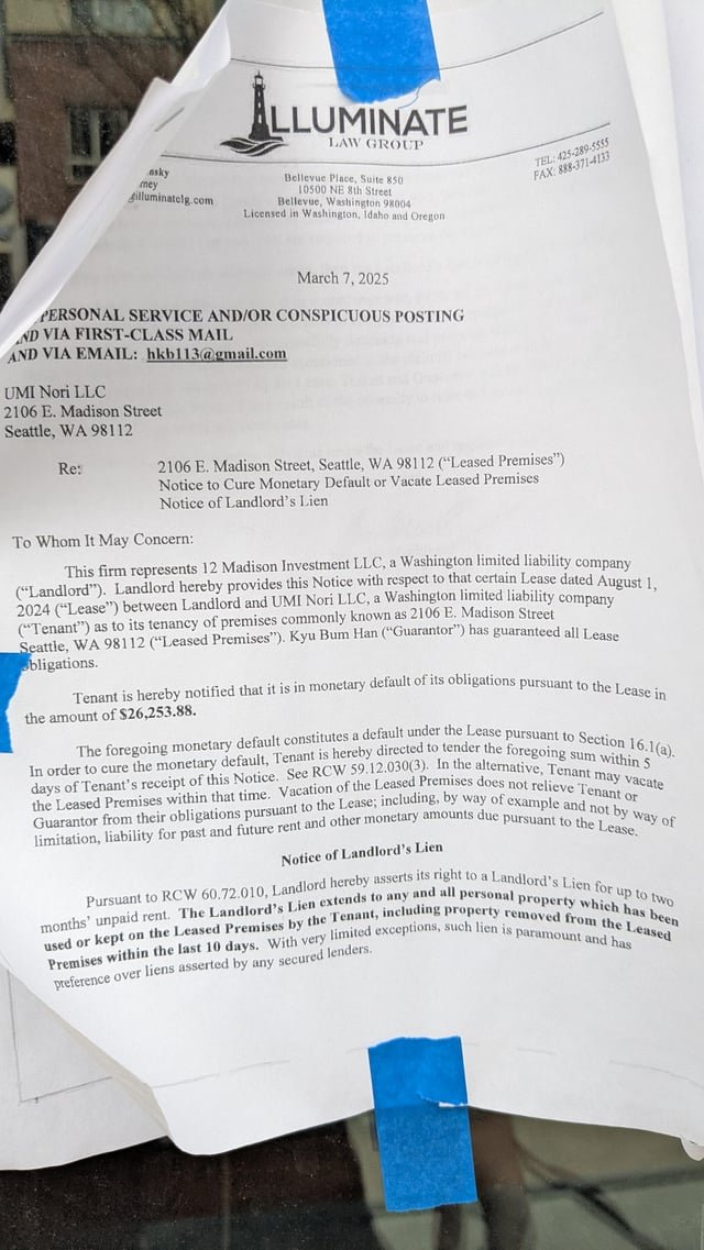 Seems like Uminori on E Madison is done