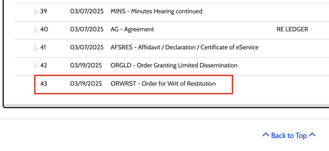 Belltown Hellcat is Receiving Order for Eviction (Writ of Restitution)