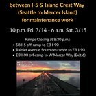 Busy weekend of roadwork this weekend impacting Seattle and the Eastside (March 14-16)!