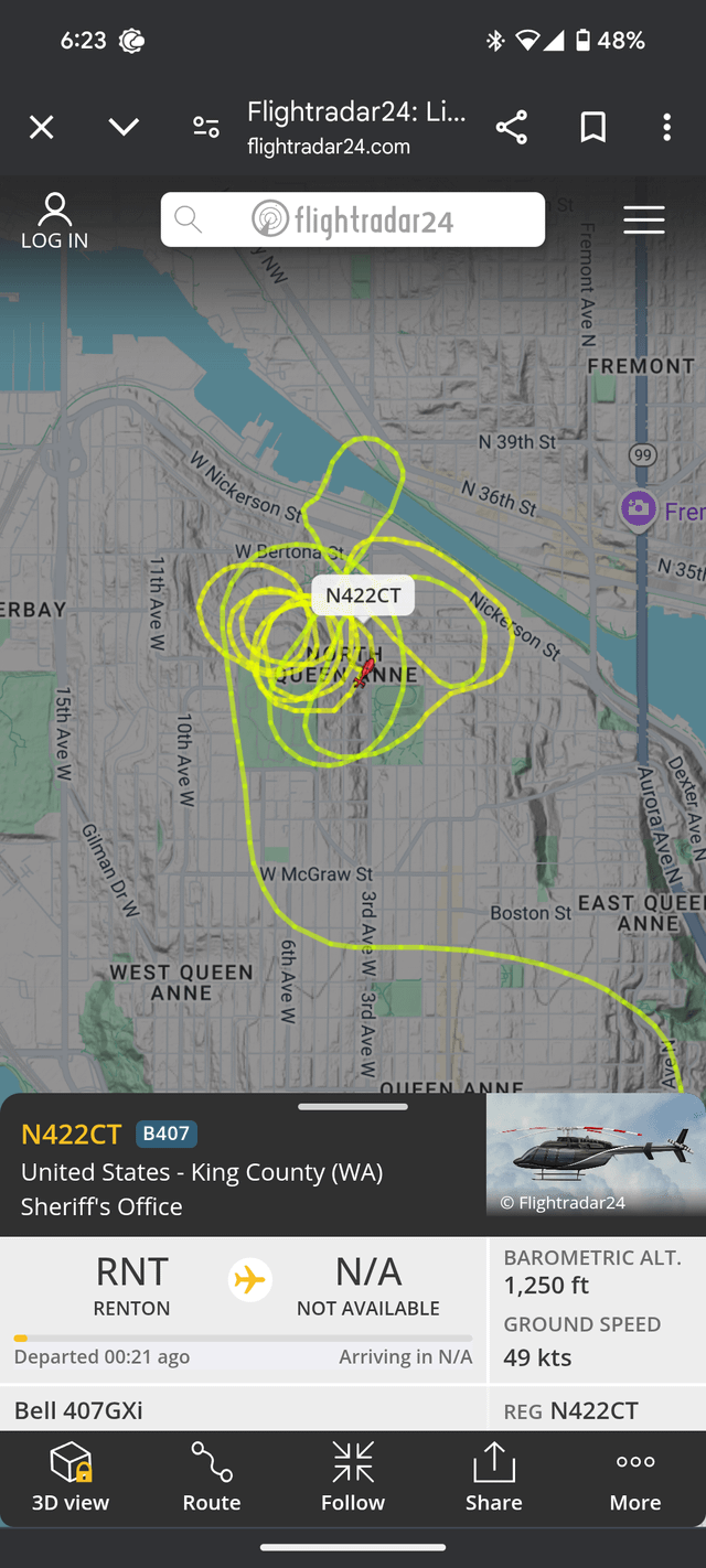 What’s going on at SPU? A King County sheriff helicopter has been circling overhead for a while now.