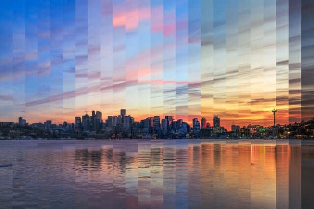A time slice sunset from Gasworks Park
