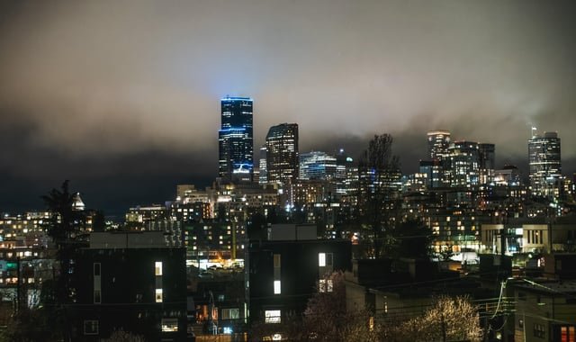 Love the clouds over the city at night
