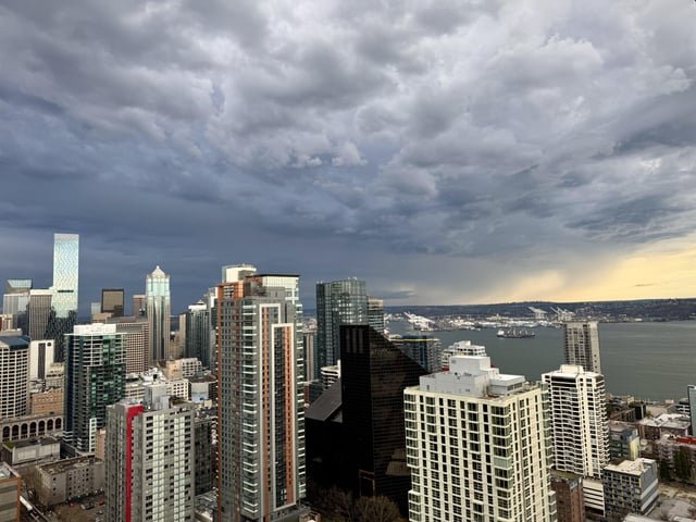 Watching the storm approach with a cup of hot chocolate. I’m ready.