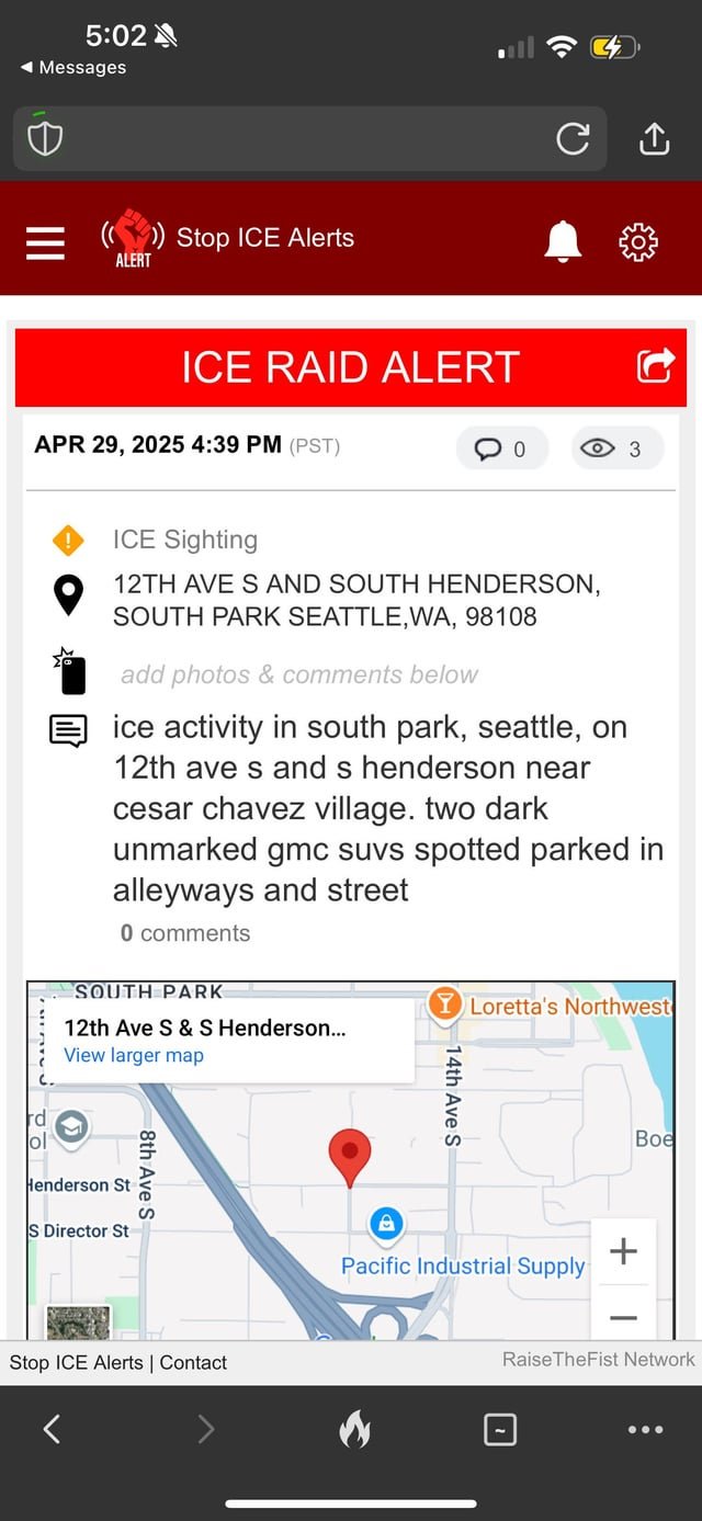 ICE activity heads up 🚨