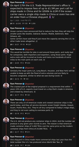 Port of Seattle to see major drop in shipping traffic as U.S.T.R. imposes exorbitant fees on Chinese shipping carriers; job losses expected in port-supporting industries nearby