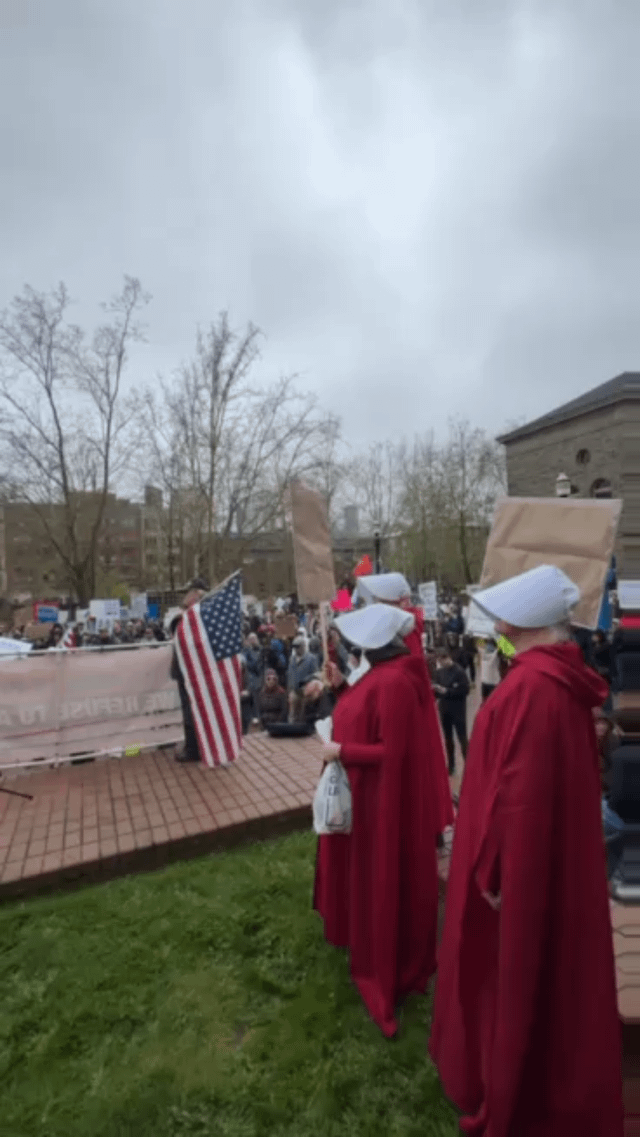 “We the People -Means Everyone!” protest hosted by Capitol Hill Pride on 4.19.25. Refuse Fascism Seattle joined to say “No! In the Name of Humanity, we Refuse to Accept a Fascist America! Trump Out Now!” @refusefascism