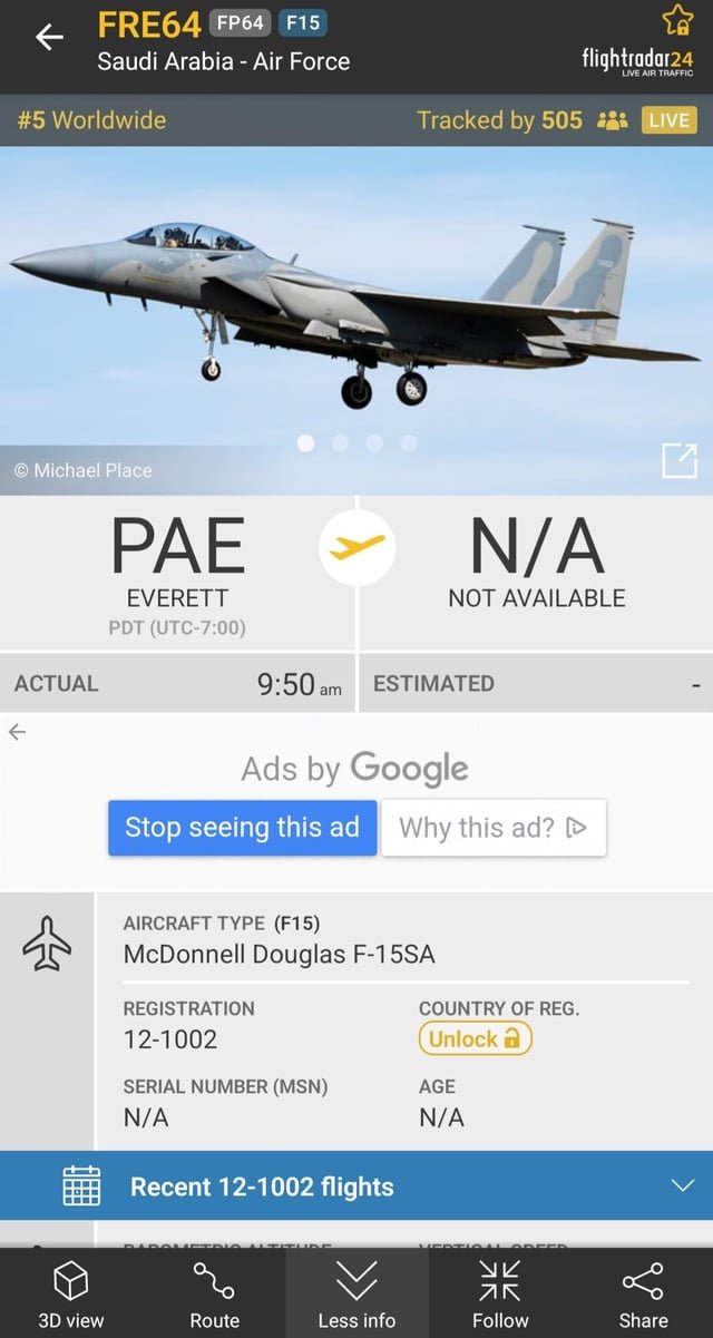 Saudi F-15 just flew over Seattle