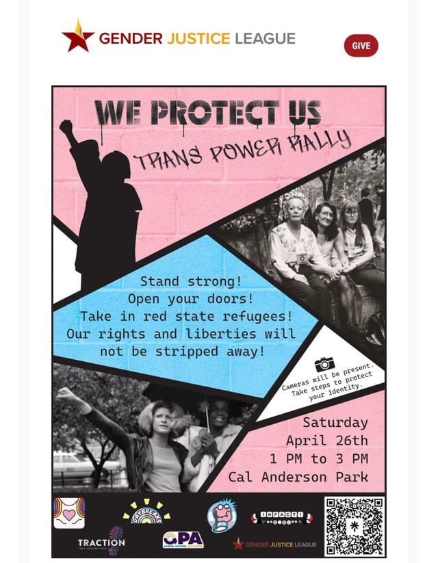 Support trans rights rally Saturday 4/26