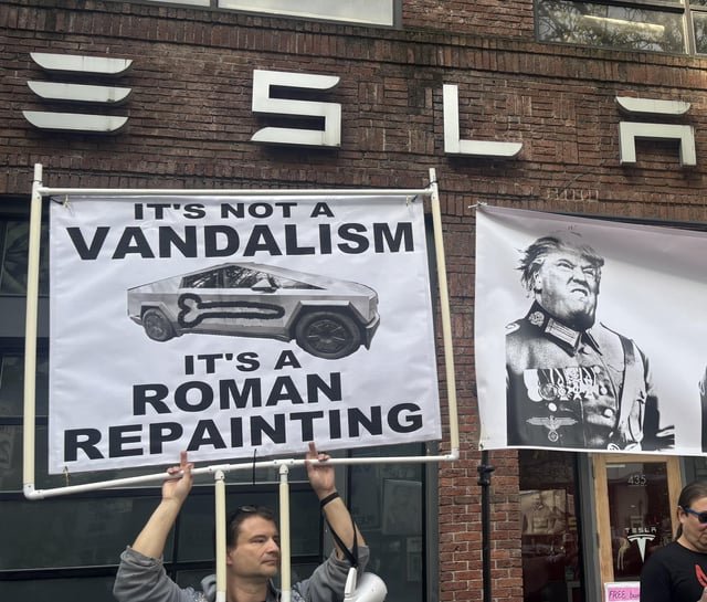 Greetings from Tesla protest
