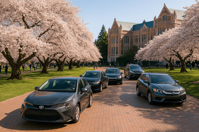 Demanded by vendors, UW will allow cars in the quad during peak bloom