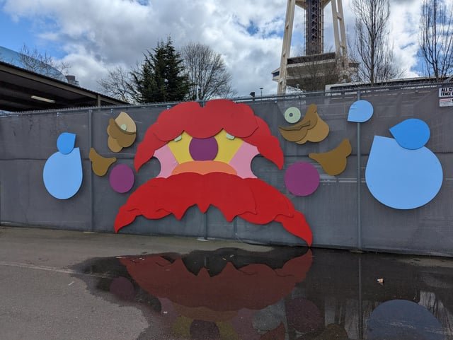 Depressed clown art spotted in Seattle Center