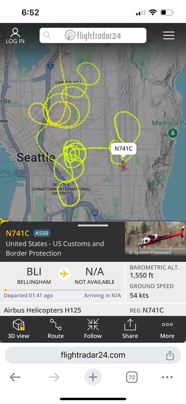Why is a US Customs and Border Protection copter looping around Cap Hill?