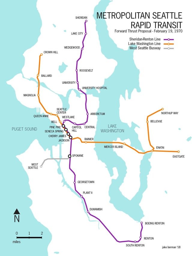 If Forward Thrust was approved in 1970 and the proposed system likely built-out by the mid 1990s, what extensions and additional lines would likely have been built over the last 30 years?