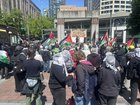pro-Palestine protest outside Microsoft conference; one arrested; several hit with pepper spray