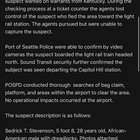 Inmate escaped from Police Transport, boarded lightrail at Seatac, exited at Capitol Hill station.