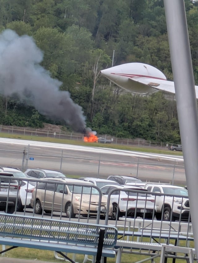 Car on fire at Airport way