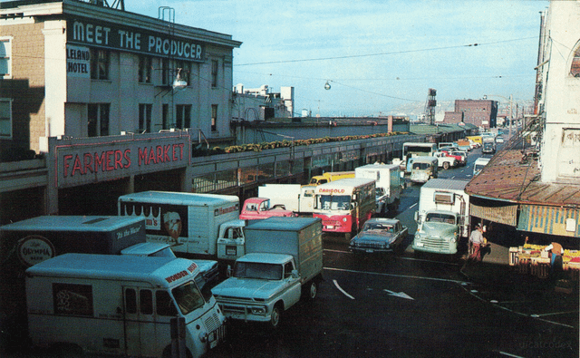 tons of vehicles at Pike Place Market earlier
