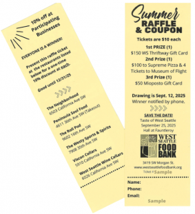 YOU CAN HELP: West Seattle Food Bank’s summer raffle; White Center Food Bank’s Taste of WC