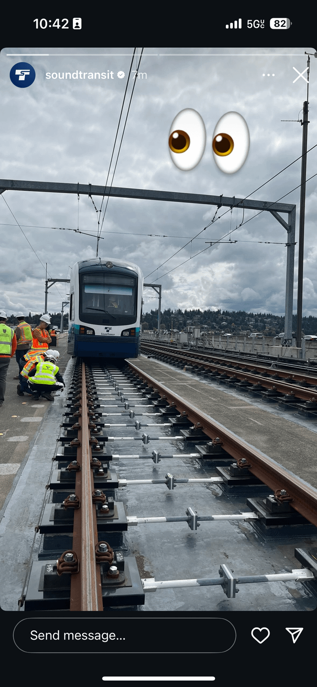 Sound Transit just posted this on their Instagram, looks like the bridge finally has a train test towed across it!