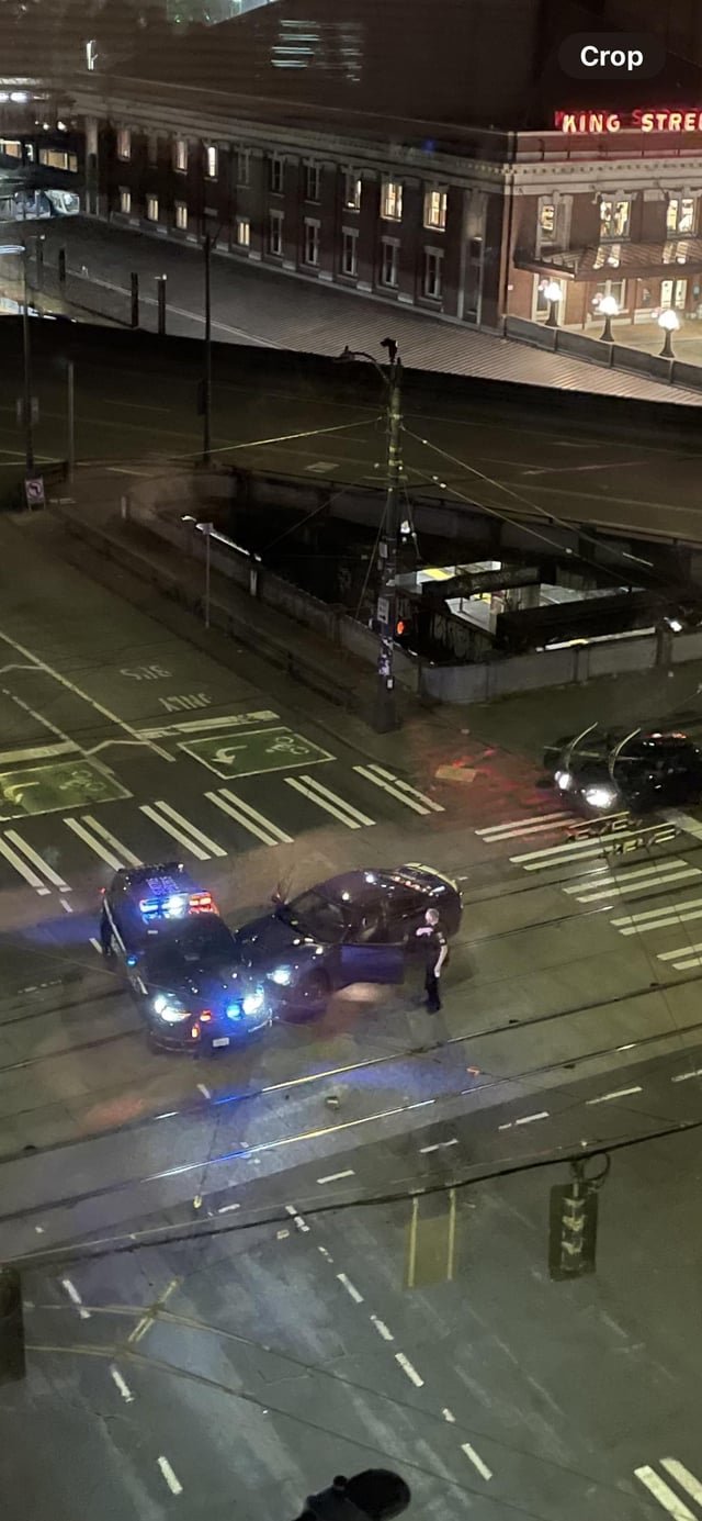 Someone T-boned a cop down by CID