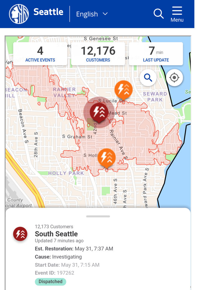 Power outage in south Seattle, y’all good?