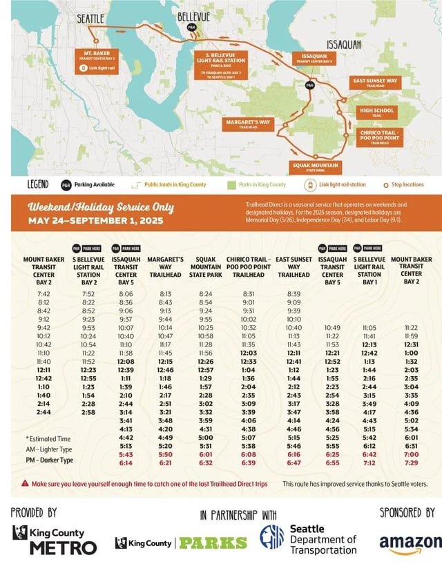 2025 Trailhead Direct Routes [KC’s Transit-to-Trails (5/24 to 9/1)]