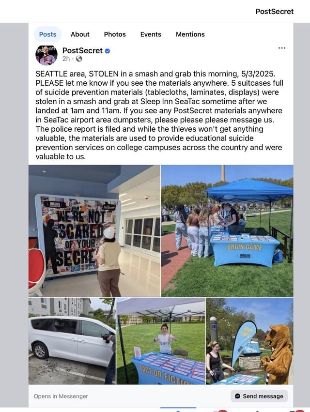 Help PostSecret find their missing materials!