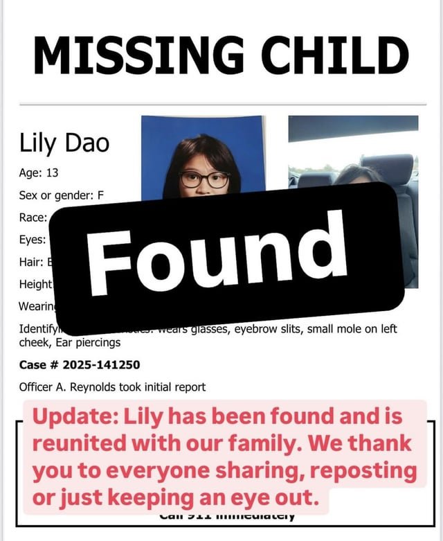update: lily has been found!