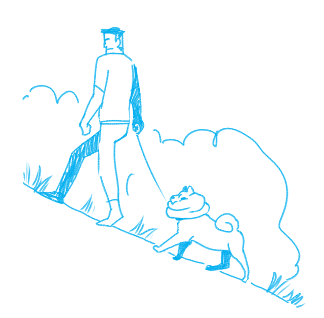 Just seen on Madison: Man walking his unwilling Shiba