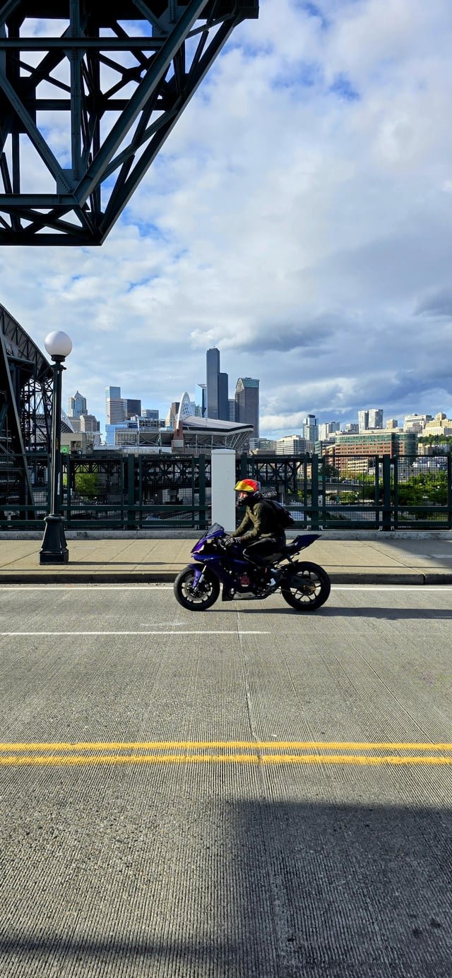 I accidentally took a cool picture of someone on a motorcycle