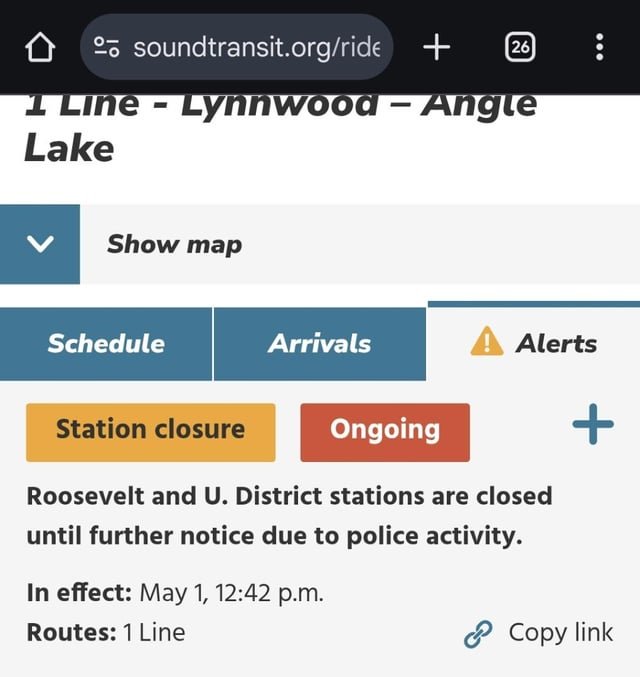 Link just shutdown the UDistrict & Roosevelt Stations