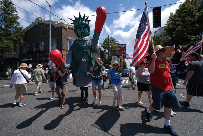 WEST SEATTLE WEEKEND SCENE: Streetcorner ‘Reclaim the Flag’ rallies