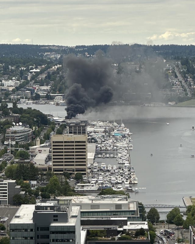 Huge fire by the Marina on westlake